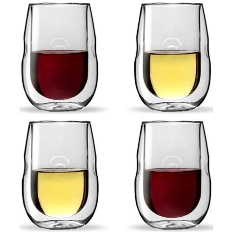 ozeri moderna artisan series double wall insulated wine glasses set of 4 wine and beverage