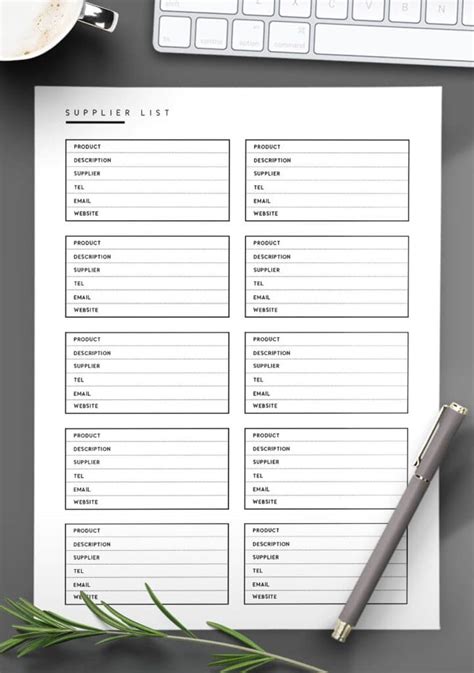 FREE Vendor Contact List Template - World of Printables