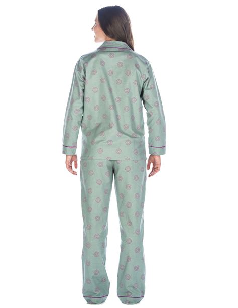 Womens Premium 100 Cotton Flannel Pajama Sleepwear Set Relaxed Fit Noble Mount