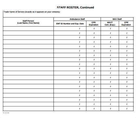 Staff Roster Template Excel Free Task List Templates