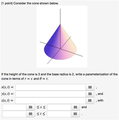 Solved 1 Point Consider The Cone Shown Below If The