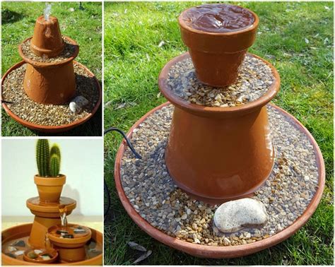 How To Make A Cheap Solar Water Cascade With Pots Diy Solar Fountain