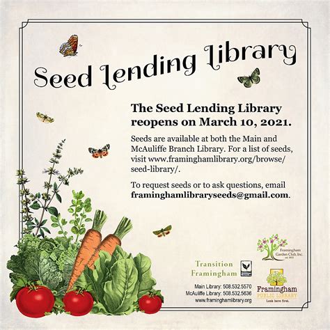 Seed Lending Library Browse Framingham Public Library