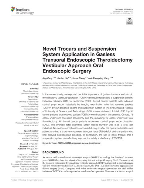 PDF Novel Trocars And Suspension System Application In Gasless