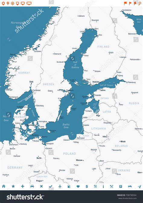 Baltic Sea Area Map Detailed Vector Stock Vektorgrafik Lizenzfrei