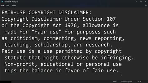 Copyright Disclaimer For Fair Use Copy And Paste See Description