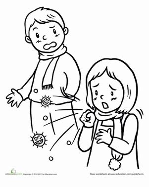 These unique coloring pages are all themed on a different letter of the alphabet. Color the Kid with a Cough | Worksheet | Education.com