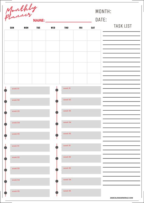 Stunning Monthly Planner Design Template Free Printable World Of Printables Vrogue