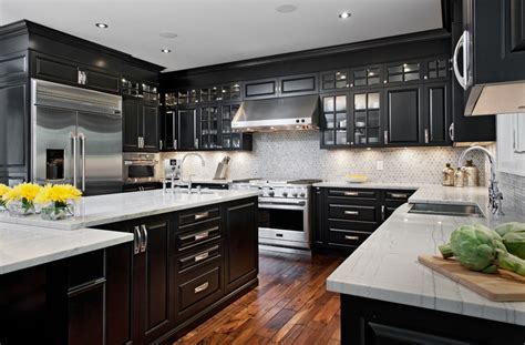 Stackstone backsplash black stainless appliances white cabinets. 20+ Luxurious Kitchen Designs, Decorating Ideas | Design ...