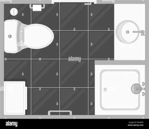 Bathroom Interior Top View Vector Illustration Floor Plan