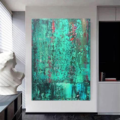 Red Green Abstract Painting Etsy