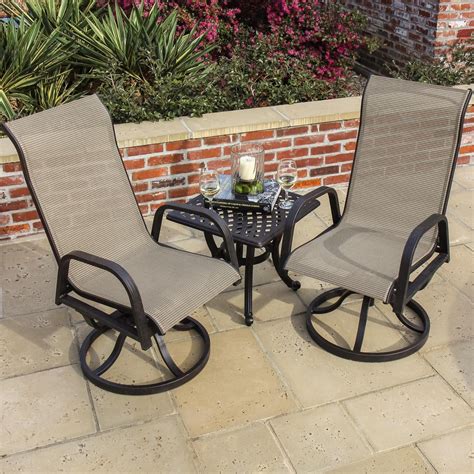 Madison Bay 3 Piece Sling Patio Bistro Set With Swivel Rockers By