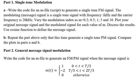 Solved Part 1 Single Tone Modulation A Write The Code For