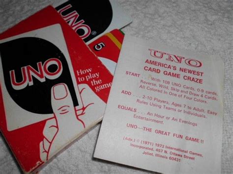 Vintage Original Uno Card Game 1970s