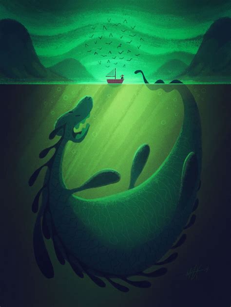 Max Ulichney Loch Ness Monster Monster Illustration Giclee Art Print