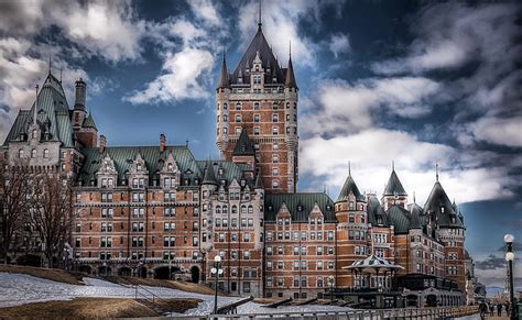 Hd Wallpaper Winter The Sky Castle Hdr Canada Château Frontenac Quebec City Wallpaper Flare