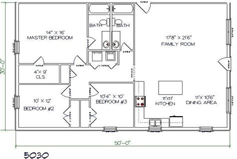 30x50 Barndominium Floor Plans Cost Per Square Foot 2022
