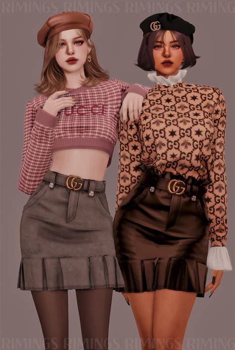 Rimings Gucci Casual Outfit Set Sims 4 Mods Clothes Sims 4