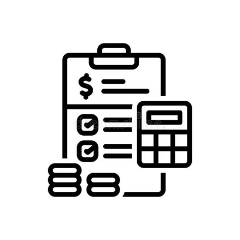 Black Line Icon For Budget Financial Plan And Calculator Stock Vector