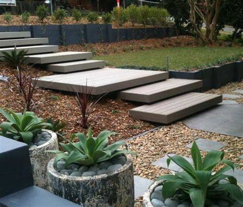 Outdoor Floating Stair Wooden Outdoor Floating Stair In Landscaping
