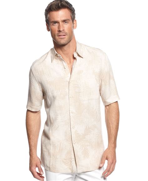 Tasso Elba Island Silk Linen Blend Shirt Casual Button Down Shirts