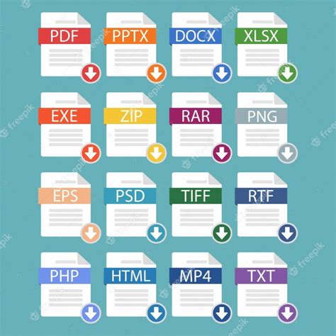 Premium Vector A Set Of Different Popular File Formats Downloading