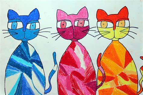 Clippings From The Studio Floor Oil Pastel Cats