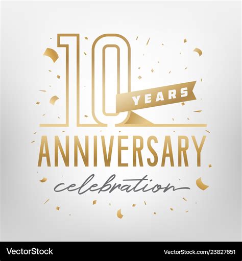 10th Anniversary Celebration Golden Template Vector Image