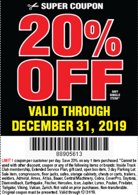 Harbor Freight 20 Coupon 20 Off Any Purchased Item Thru 12 31 19