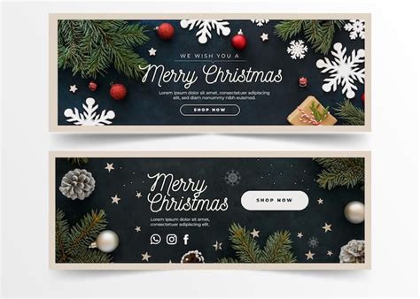 Free Vector Bright Christmas Banners