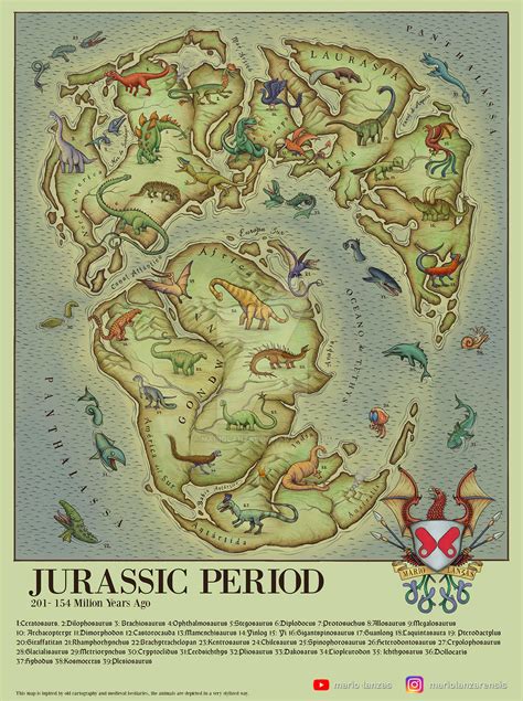 Jurassic Period World Map Old Cartography Style By Mariolanzas On