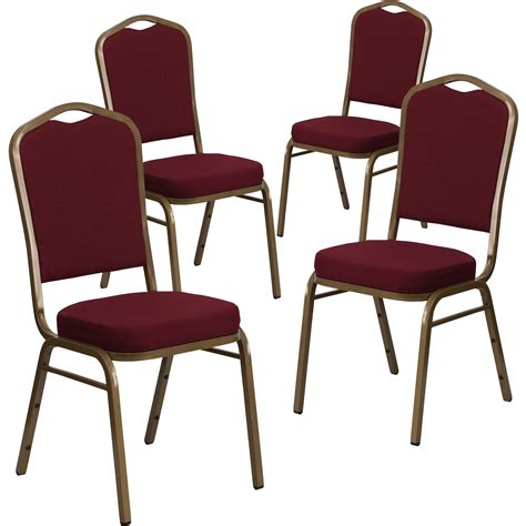 Flash Furniture 4 Pack Crown Back Stacking Banquet Chair In Burgundy