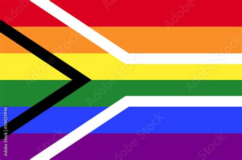 gay pride flag of south africa hybrid of lgbt rainbow flag and south african national flag gay
