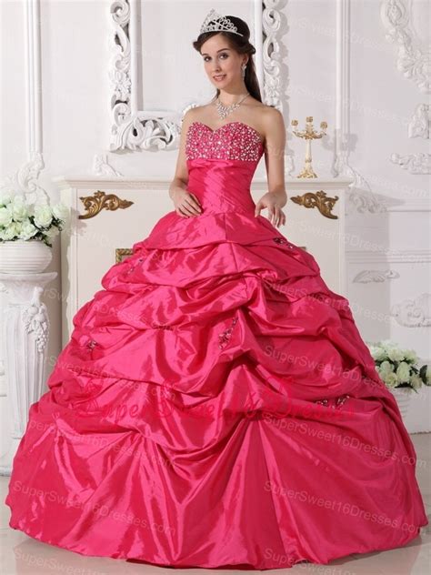 Hot Pink Sweet 16 Quinceanera Dress Sweetheart Beading Rippling Wave
