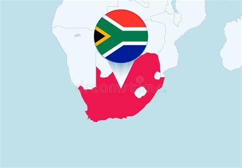 Africa With Selected South Africa Map And South Africa Flag Icon Stock