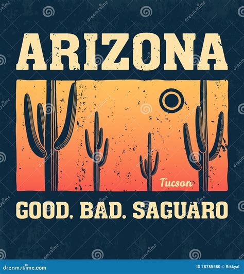 Arizona T Shirt Design Print Typography Label With Saguaro Cactus