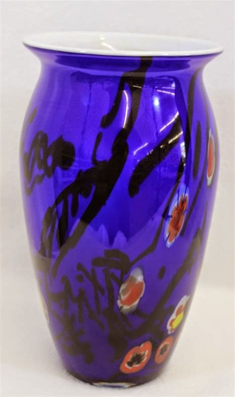 13909 Antiques Awesome Large Murano Hand Blown Glass Millefiori Vase