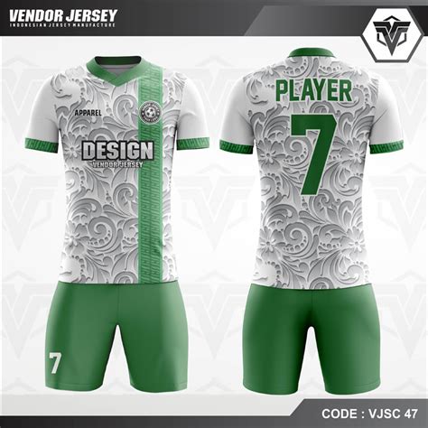 Brand ini juga sudah nuansa warna hijau yang mendominasi blouse ini sangat cantik dan elegan. Desain Jersey Futsal Printing Warna Putih Hijau Motif Batik Terbaru | Vendor Jersey