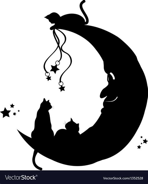 Cats On The Moon Royalty Free Vector Image Vectorstock