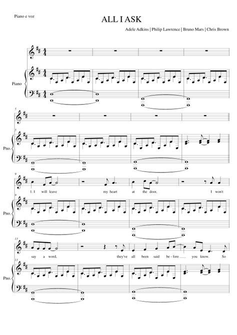 All I Ask Sheet Music Adele Piano And Vocal