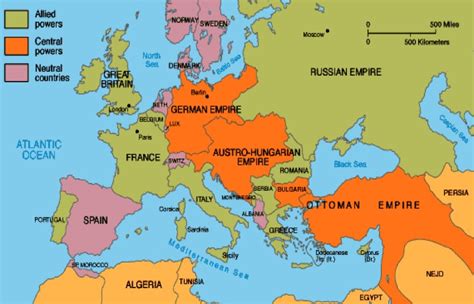 History maps of europe (1914&1919). Europe in 1914 map