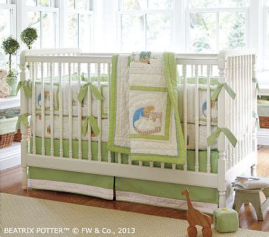 The comforter measures 35 inches x 44 inches. Peter Rabbit™ Baby Bedding Set | Pottery Barn Kids