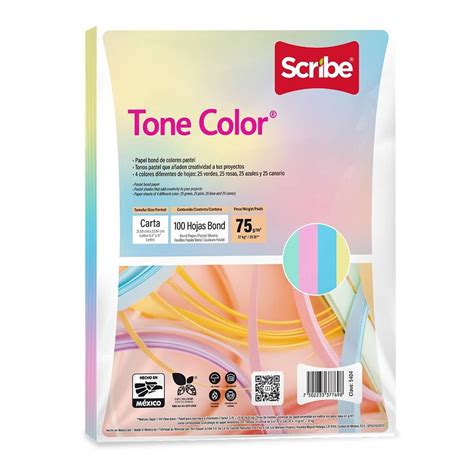 Paquete De Hojas De Color Scribe Tonecolor Tamaño Carta 100 Hojas Walmart