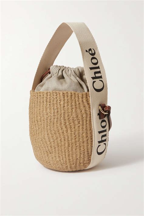 ChloÉ Woody Small Leather Trimmed Raffia Basket Bag Net A Porter