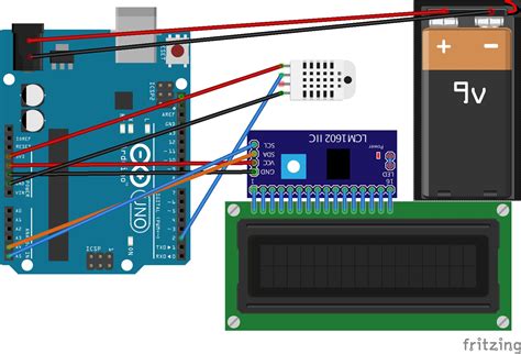 Temperature Monitor With Dht22 And I2c 16x2 Lcd Arduino Project Hub
