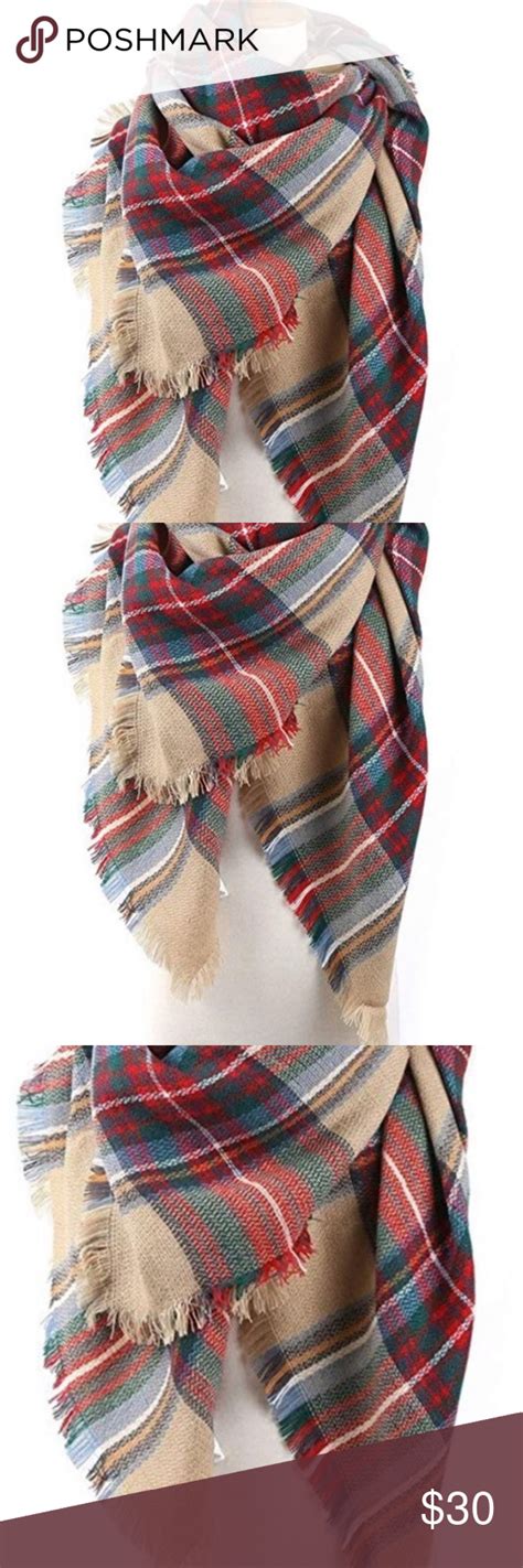 Shoplulu is a small company of working women creating job training red buffalo plaid blanket scarf big, bold and oversized this versatile single sided blanket scarf can. Tan Multi Plaid Blanket Scarf | Plaid blanket scarf ...