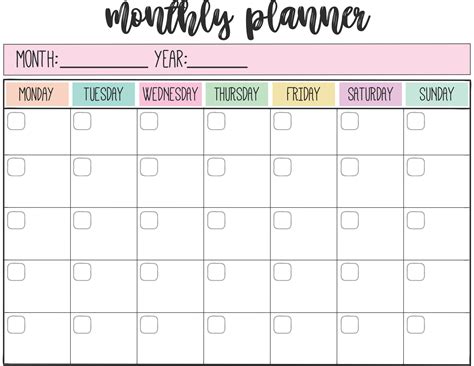 Free Printable Monthly Planner Printable Templates