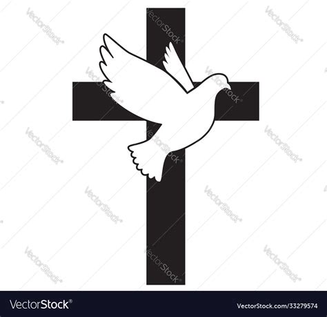 Dove Flying With A Symbol Religion Cross Vector Image