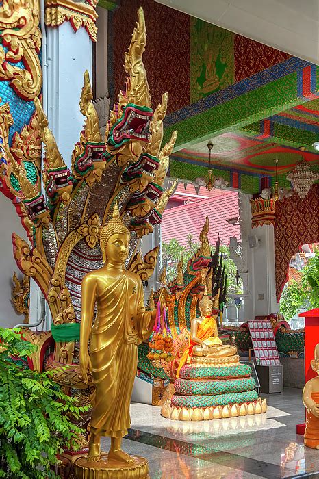 wat nak prok phra wihan buddha images and naga guaridan dthb2493 greeting card by gerry gantt