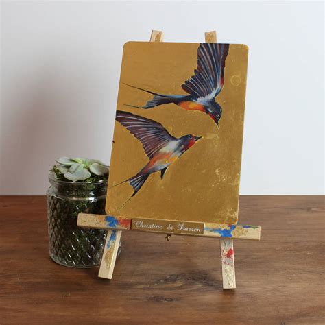 The Soaring Swallows Original Gilded Bird Painting By Elsie Art